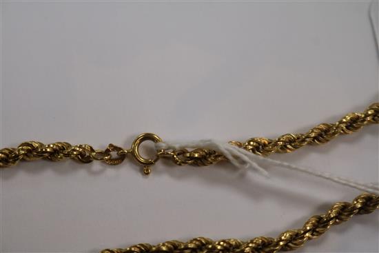 An Italian 18ct gold ropetwist chain, 70cm.